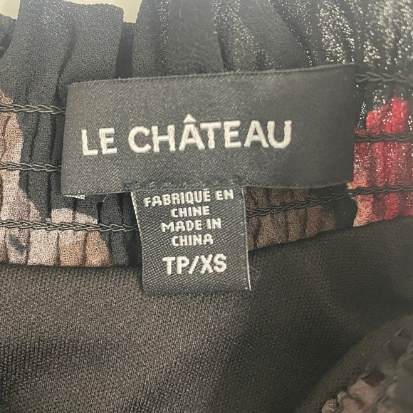 Elegant Sleeveless Black Floral Blouse Lined Ruched High Neck Back Zipper Sz XS - Picture 2 of 11